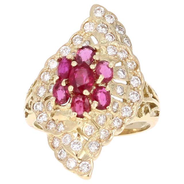 14 Karat Yellow Gold Ruby and Diamond Ring For Sale at 1stDibs | 14 ...