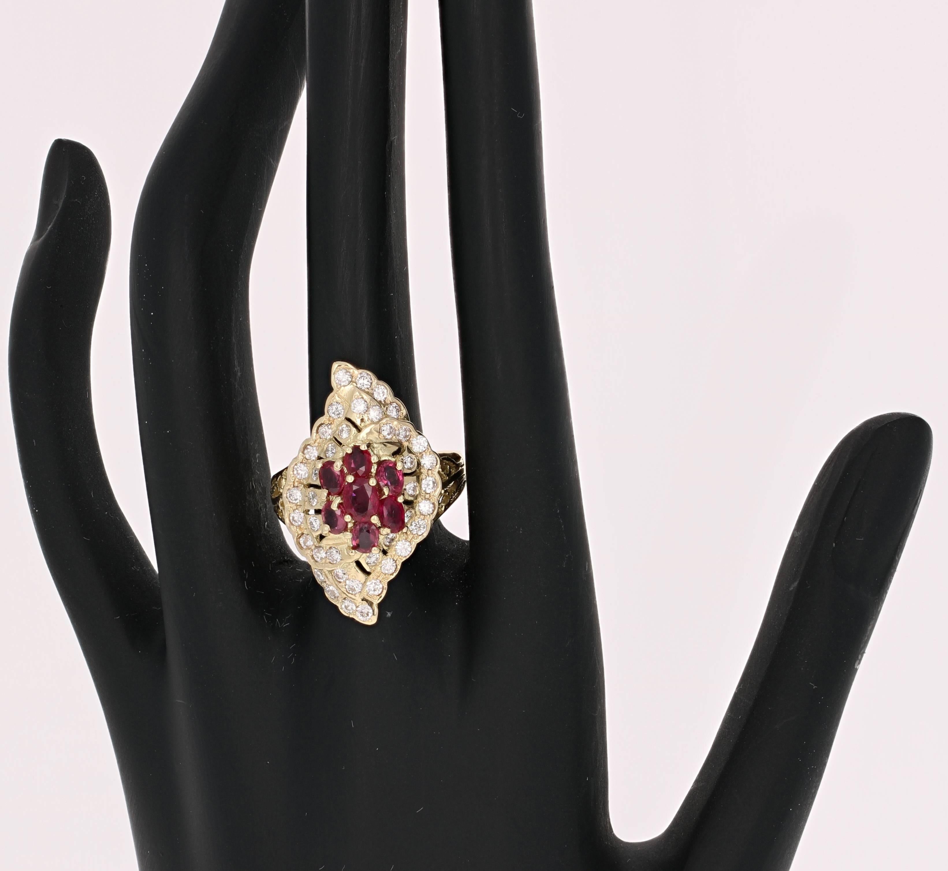 2.36 Carat Ruby Diamond Art Deco Yellow Gold Ring In New Condition In Los Angeles, CA