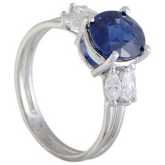 2.36 Carat Sapphire and 0.47 Carat Marquise Diamond Platinum Ring