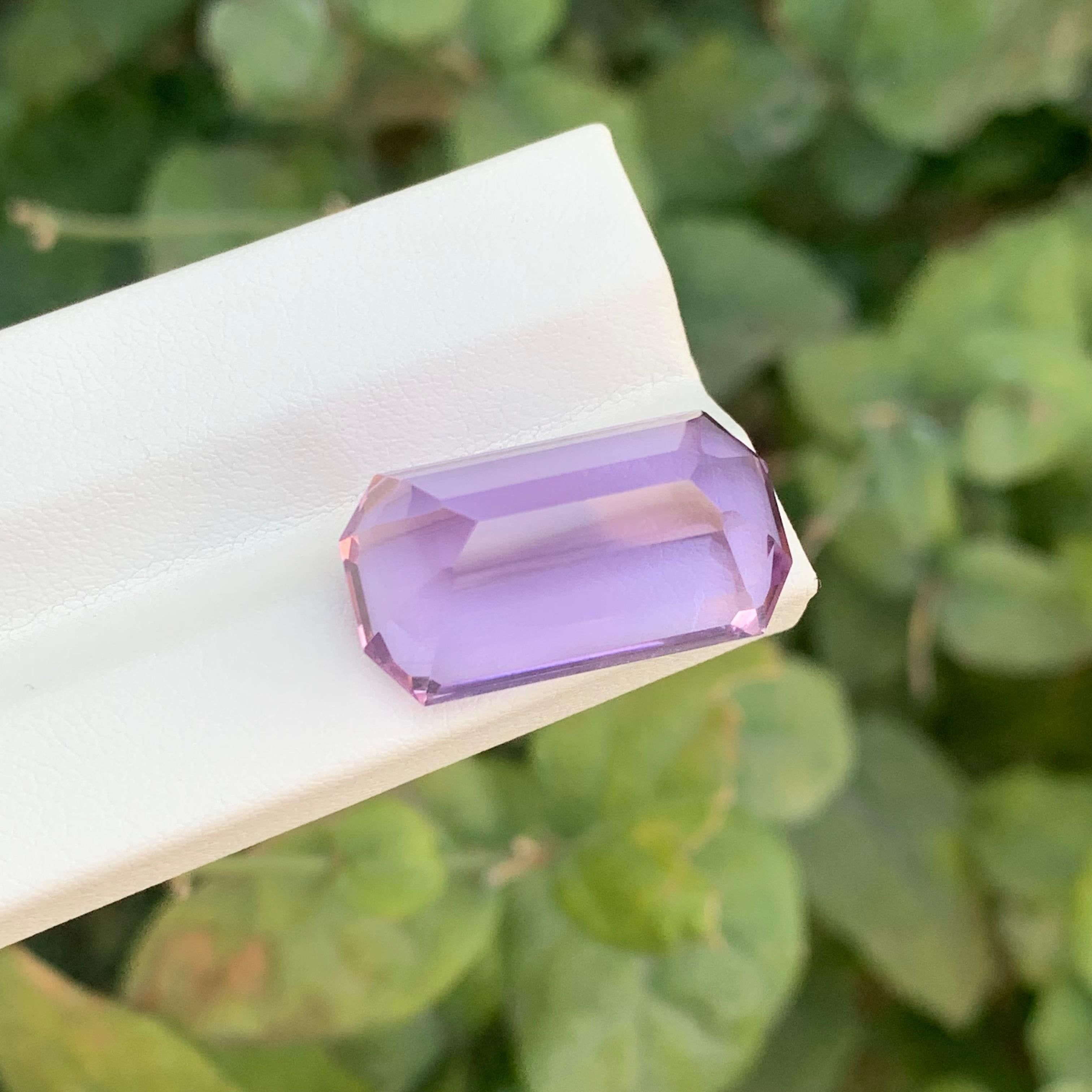 Arts and Crafts 23.60 Carats Natural Loose Purple Amethyst Emerald Cut Gemstone For Sale