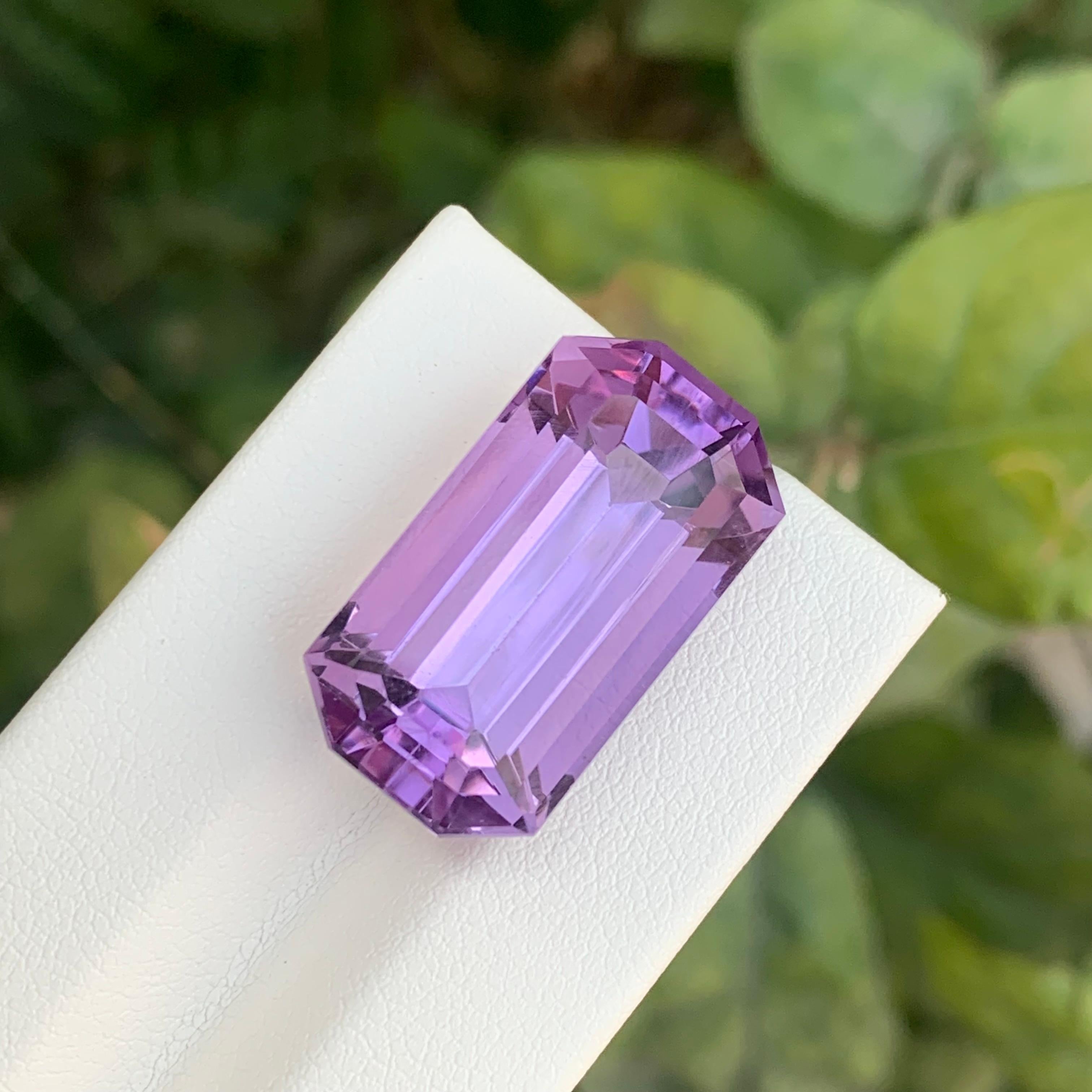 23.60 Carats Natural Loose Purple Amethyst Emerald Cut Gemstone For Sale 3