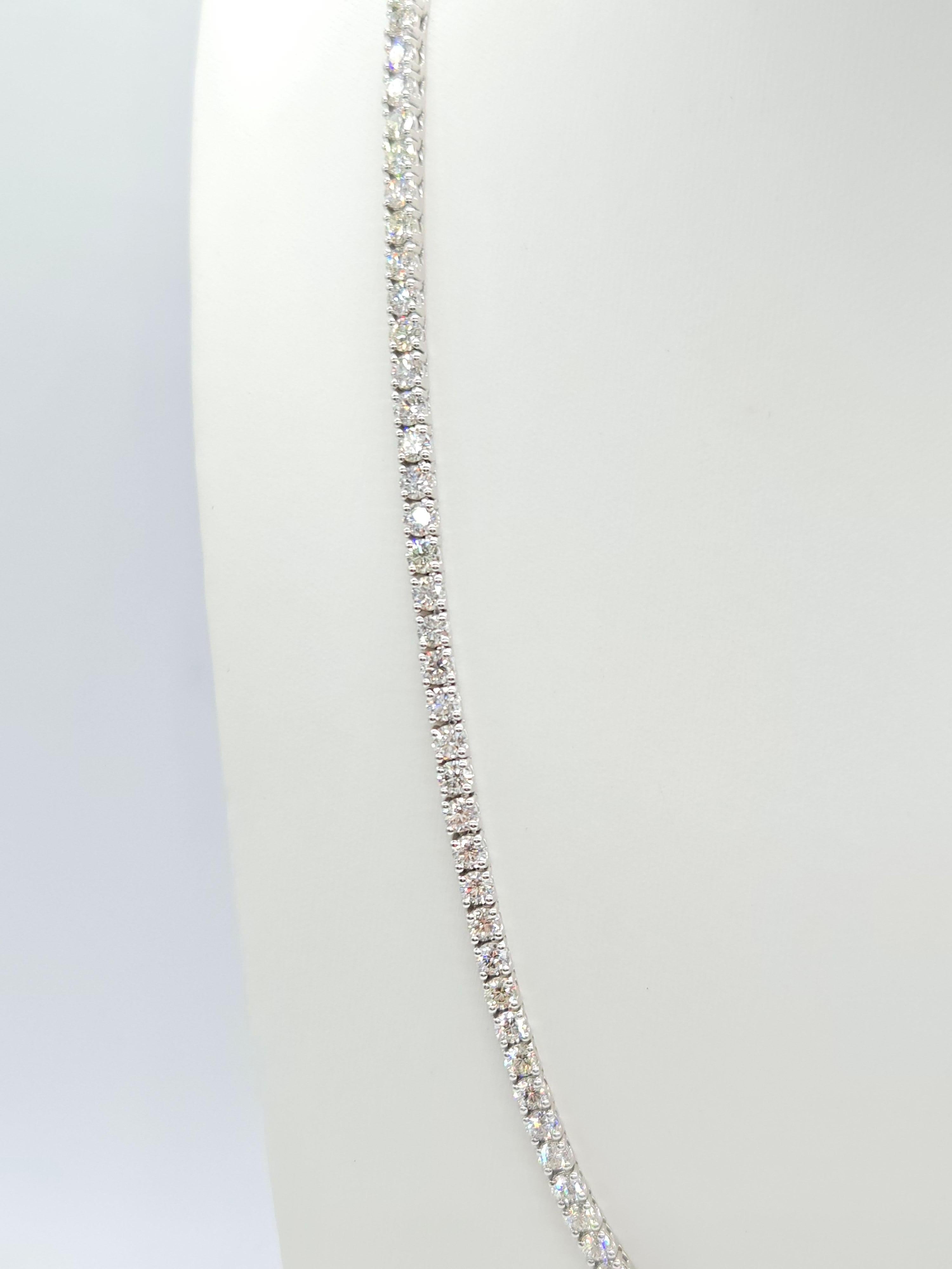 23.63 Carat Round Diamond Natural Tennis Necklace 14 Karat White Gold 21'' (collier de tennis en diamant rond naturel) Neuf - En vente à Great Neck Plaza, NY
