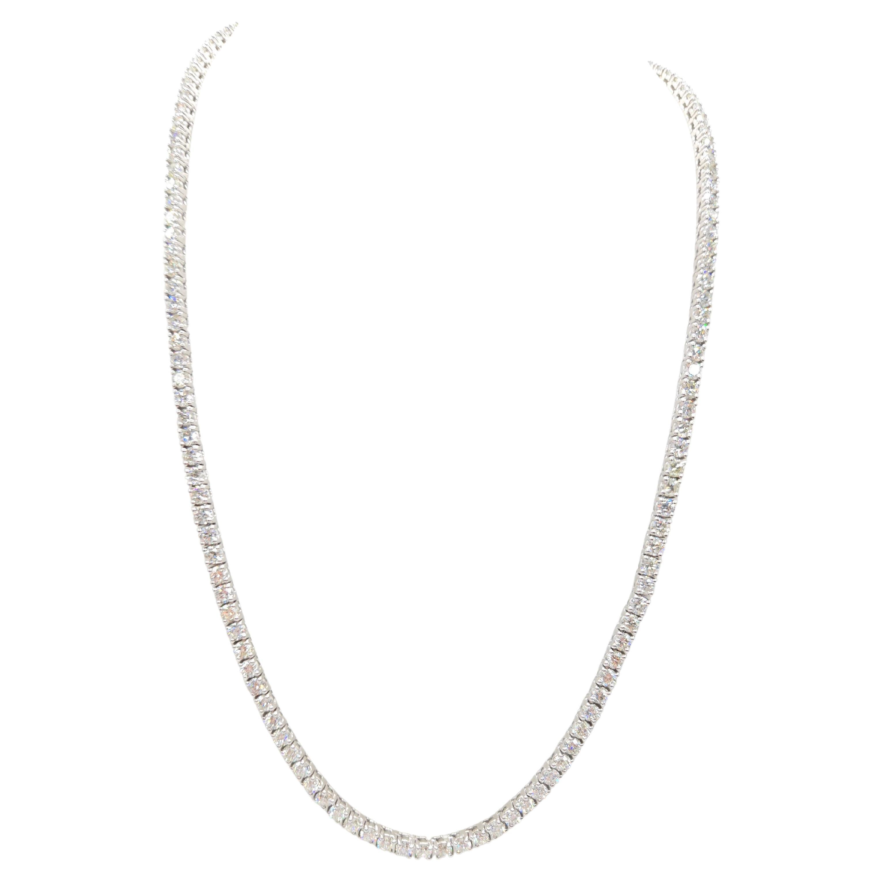 23,63 Karat runder natürlicher Diamant-Tennis-Halskette 14 Karat Weißgold 21''