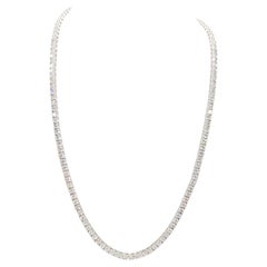 23.63 Carat Round Natural Diamond Tennis Necklace 14 Karat White Gold 21''