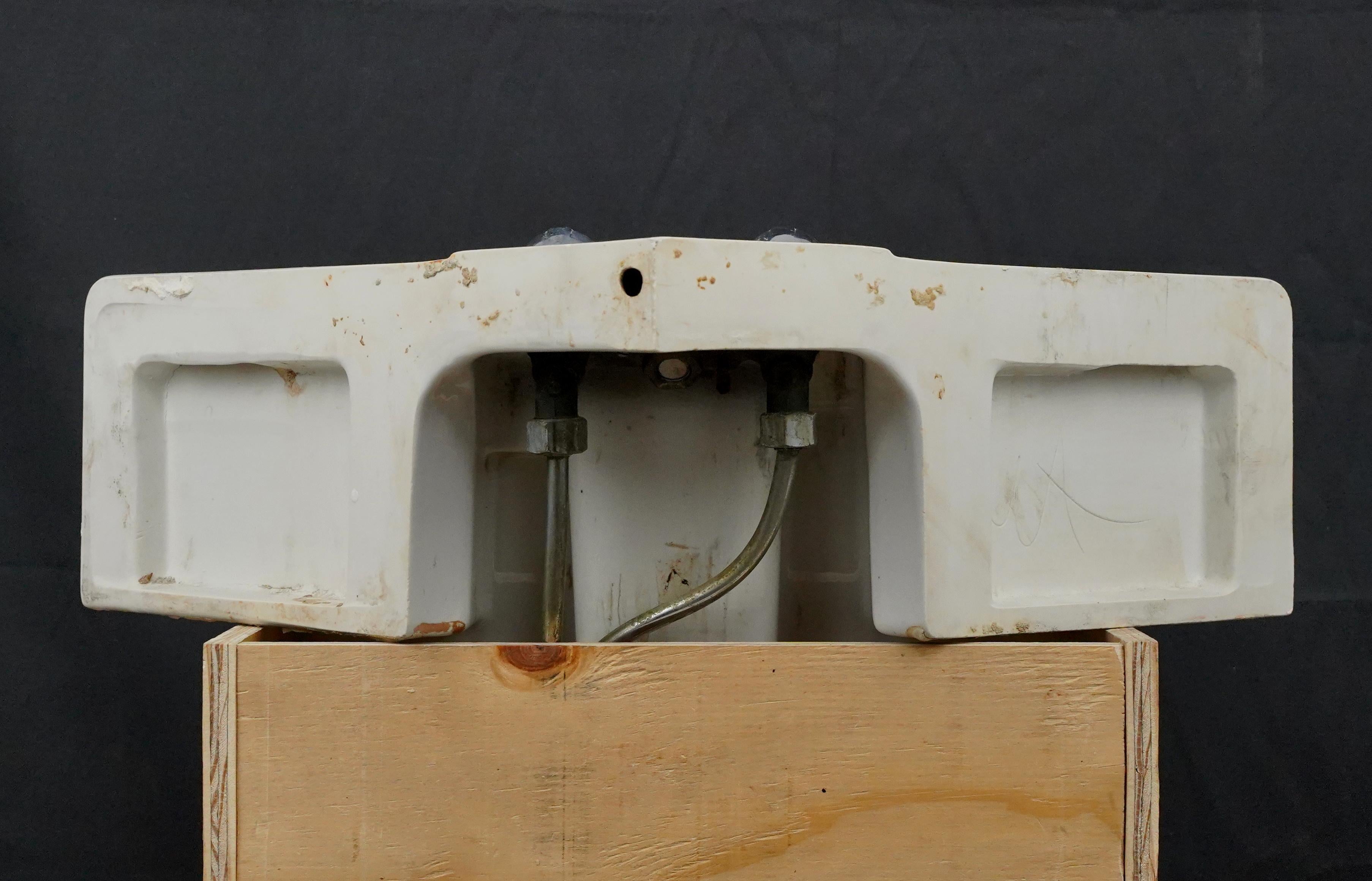 23.635 in. Crane Cornate White Corner Wall Sink For Sale 6