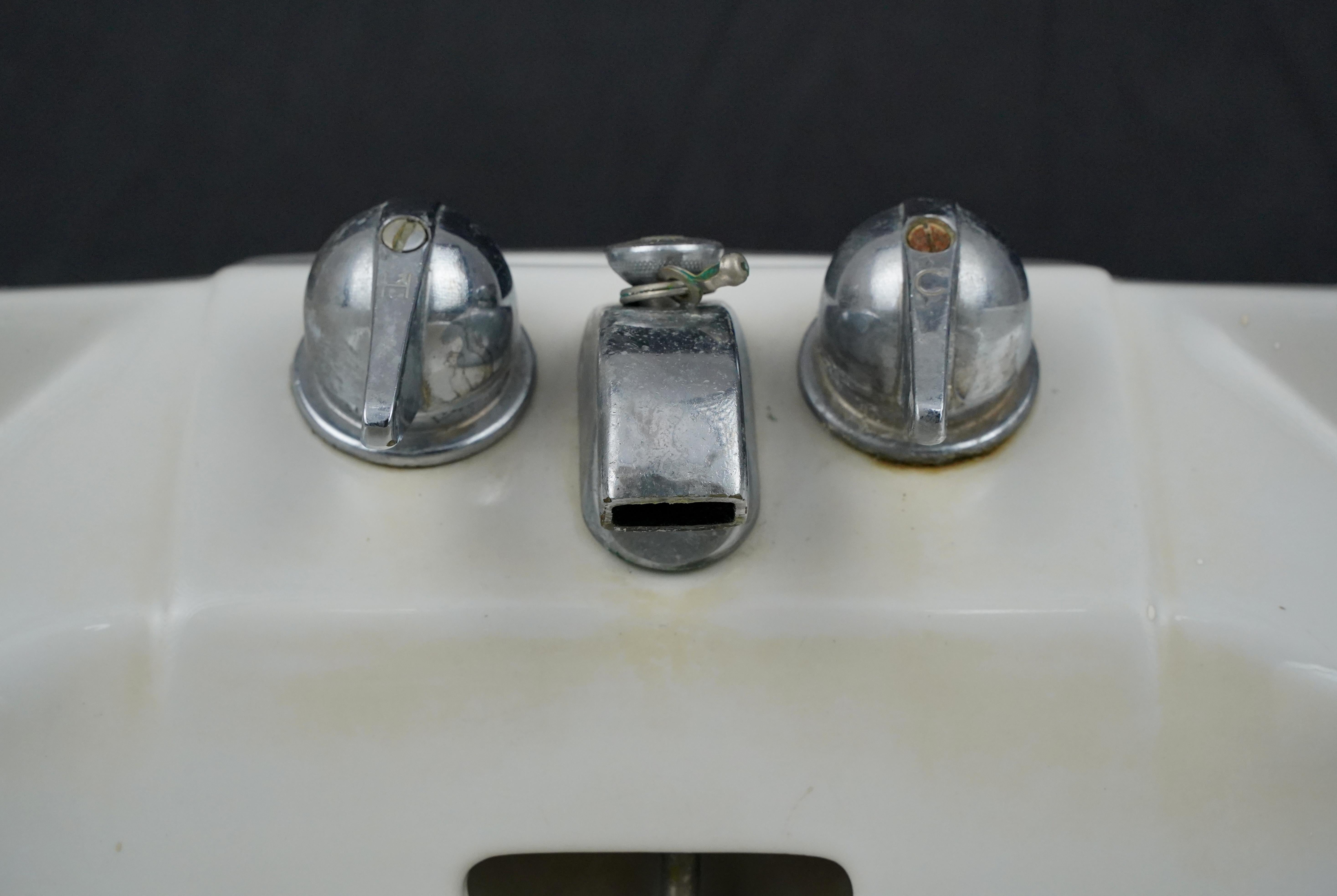 20th Century 23.635 in. Crane Cornate White Corner Wall Sink For Sale