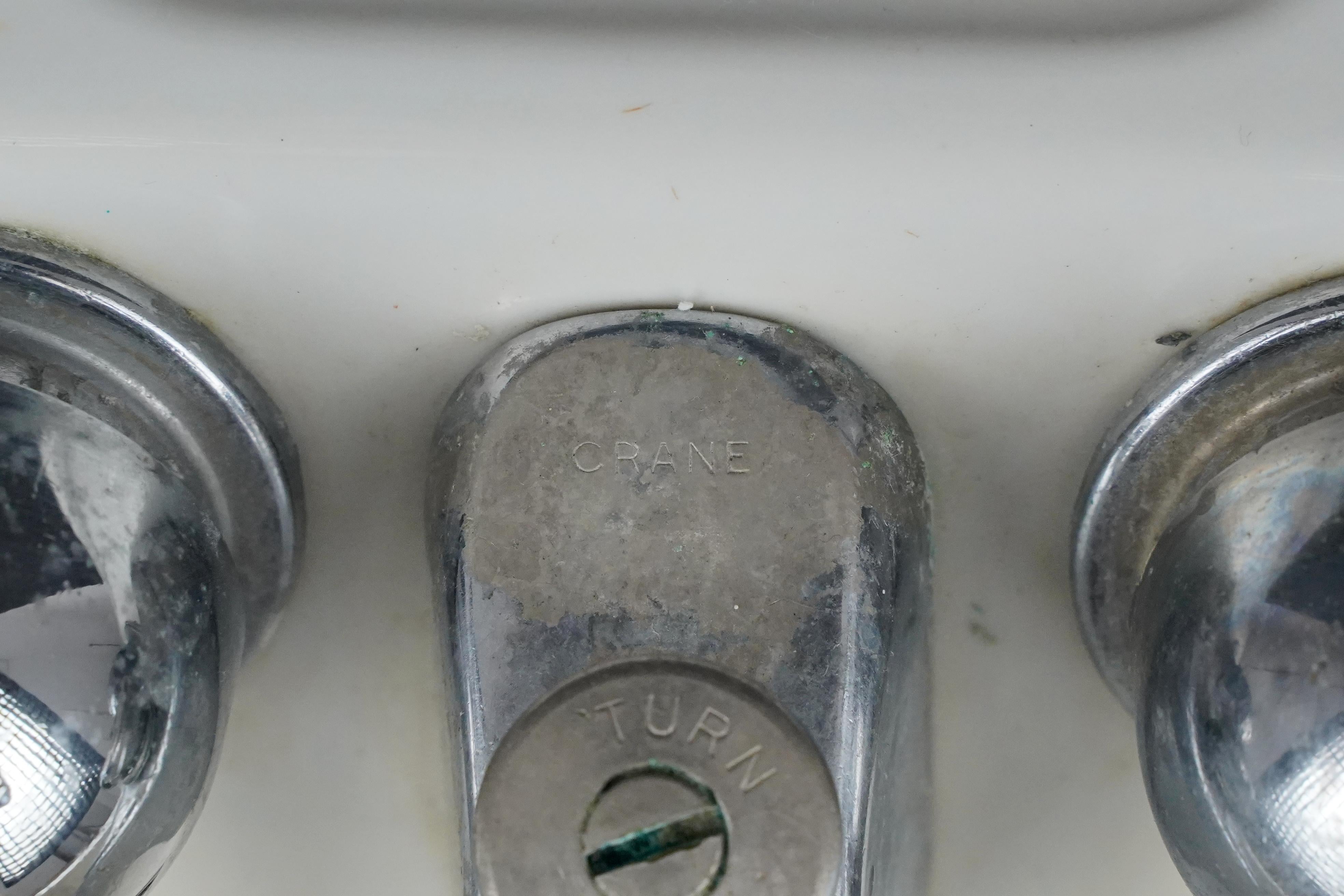 23.635 in. Crane Cornate White Corner Wall Sink For Sale 1