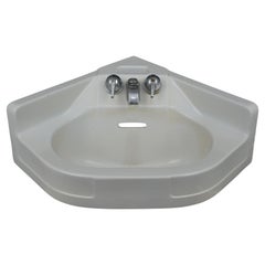 23.635 in. Crane Cornate White Corner Wall Sink
