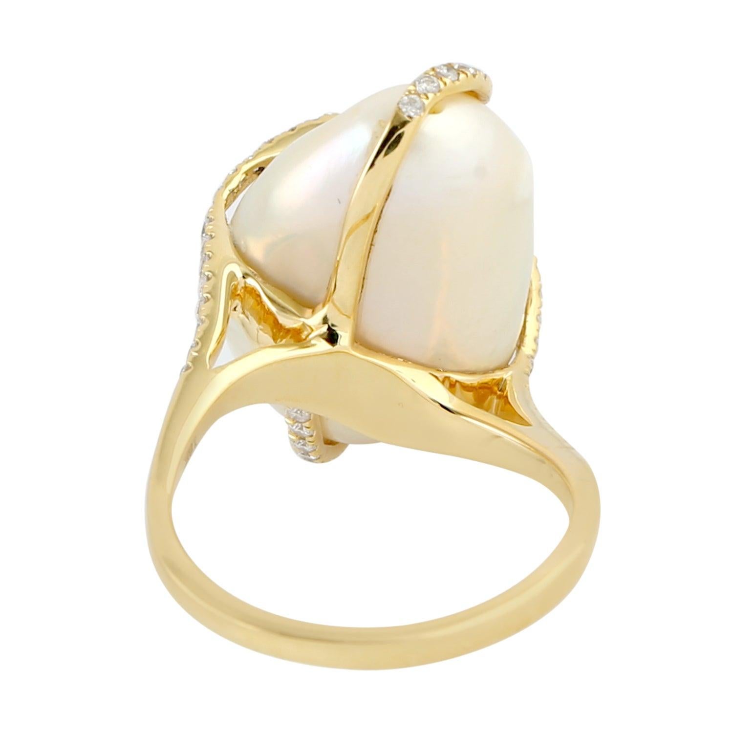 For Sale:  23.64 Carat Pearl Diamond 18 Karat Gold Ring 2