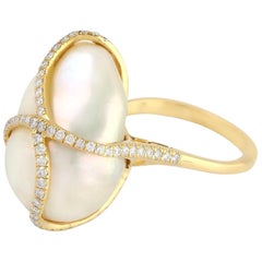 23.64 Carat Pearl Diamond 18 Karat Gold Ring