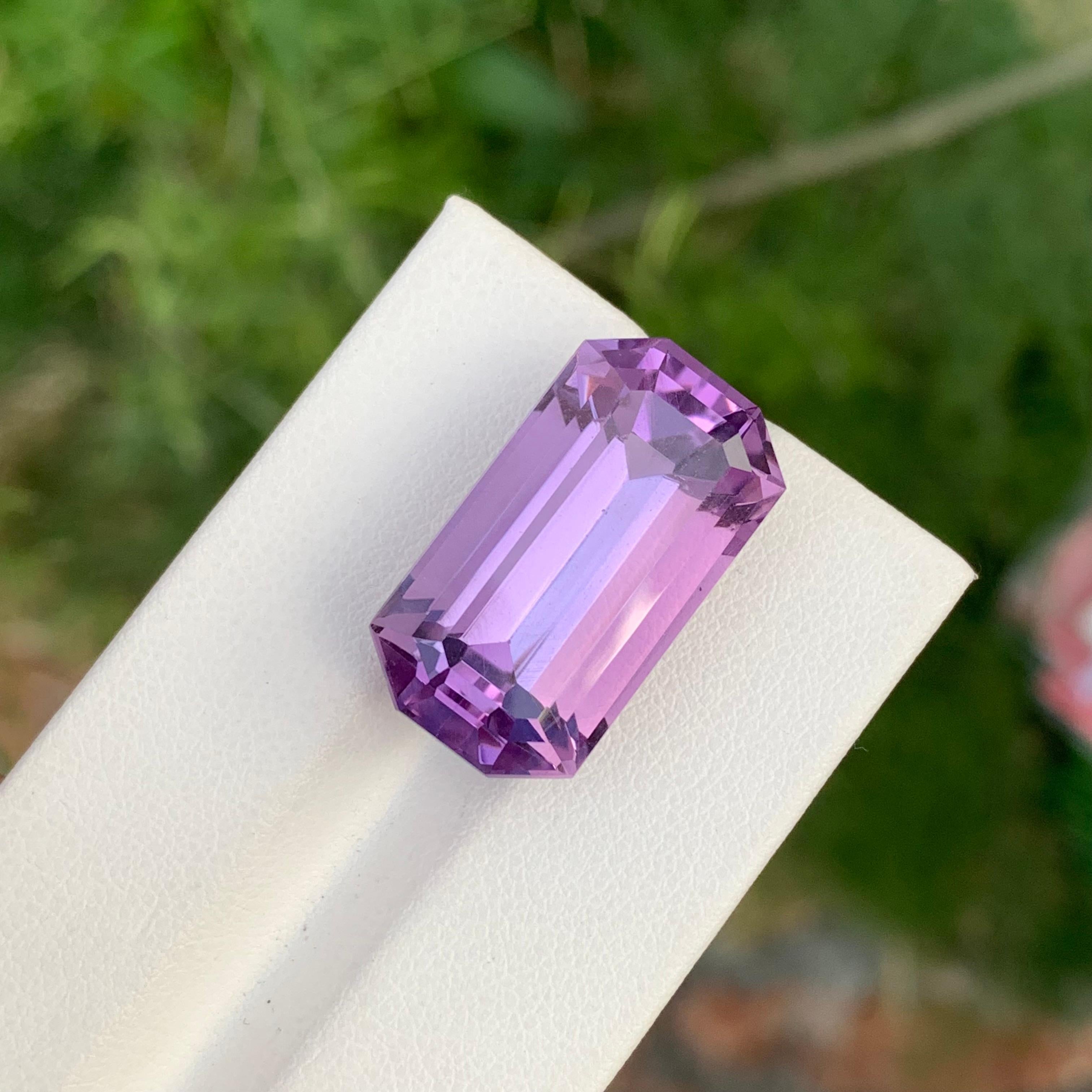 Loose Amethyst
Weight: 23.65 Carats
Dimension: 23 x 12.6 x 11.4 Mm
Colour: Purple
Origin: Brazil
Treatment: Non
Certificate: On Demand
Shape: Emerald 

Amethyst, a stunning variety of quartz known for its mesmerizing purple hue, has captivated