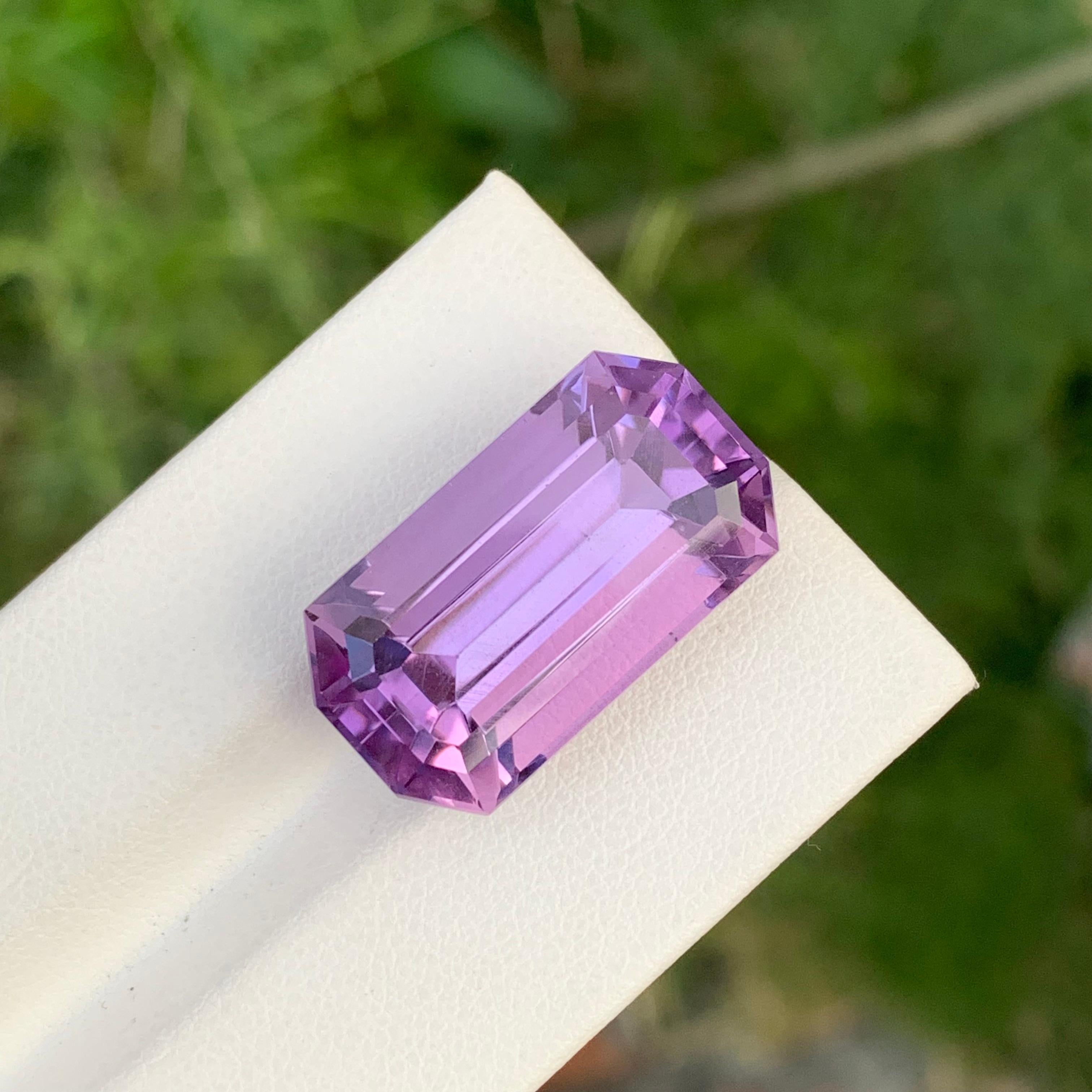 Arts and Crafts 23.65 Carat Huge Natural Loose Amethyst Emerald Shape Gem For Necklace  For Sale