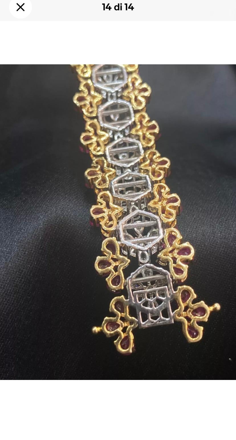 23.65 Carat Natural Rubies  7.40 Carat Diamonds Gold Bracelet For Sale 8