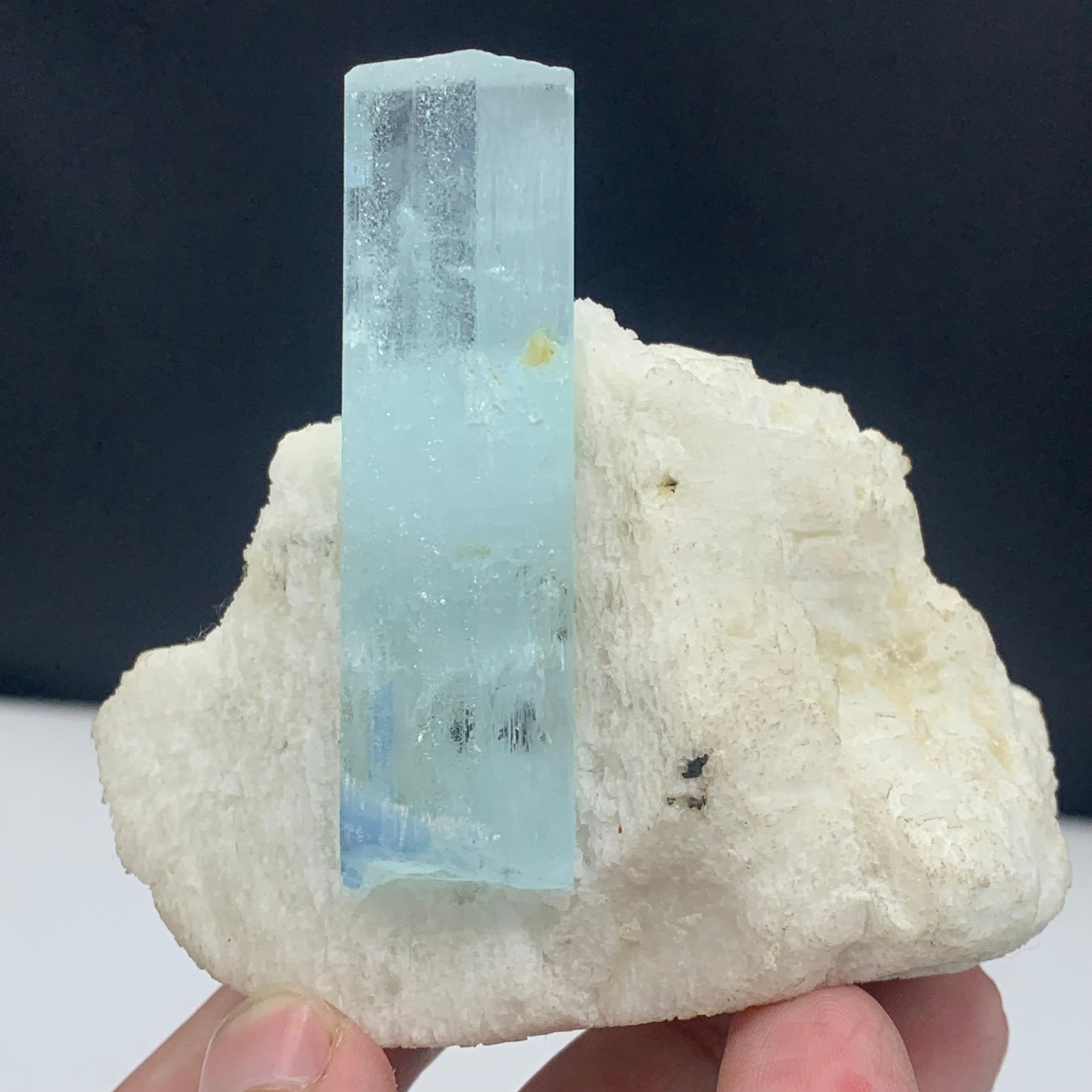 236.5 Gram Pretty Aquamarine Crystal On Feldspar From Shigar Valley, Pakistan  For Sale 2