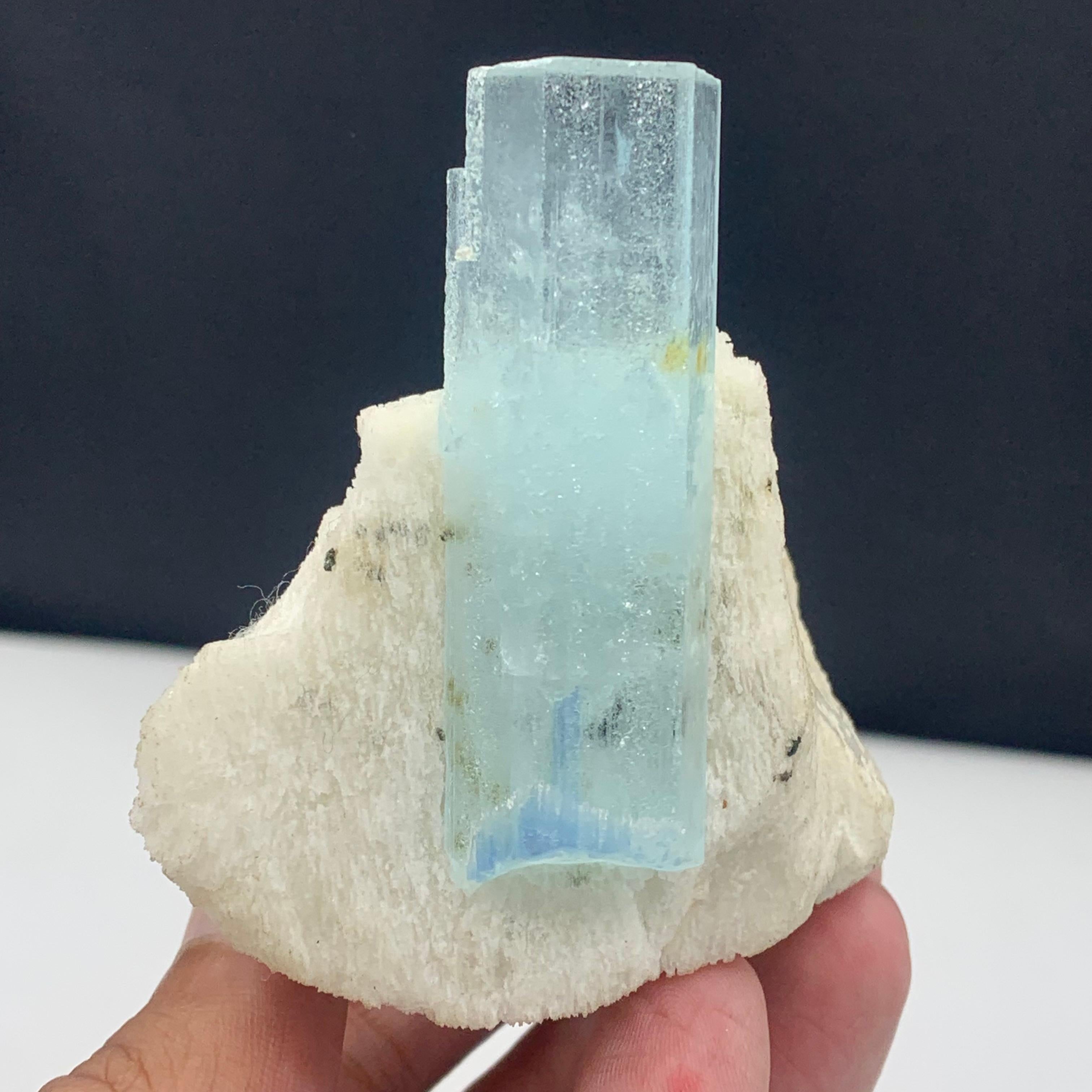 236.5 Gram Pretty Aquamarine Crystal On Feldspar From Shigar Valley, Pakistan  For Sale 3