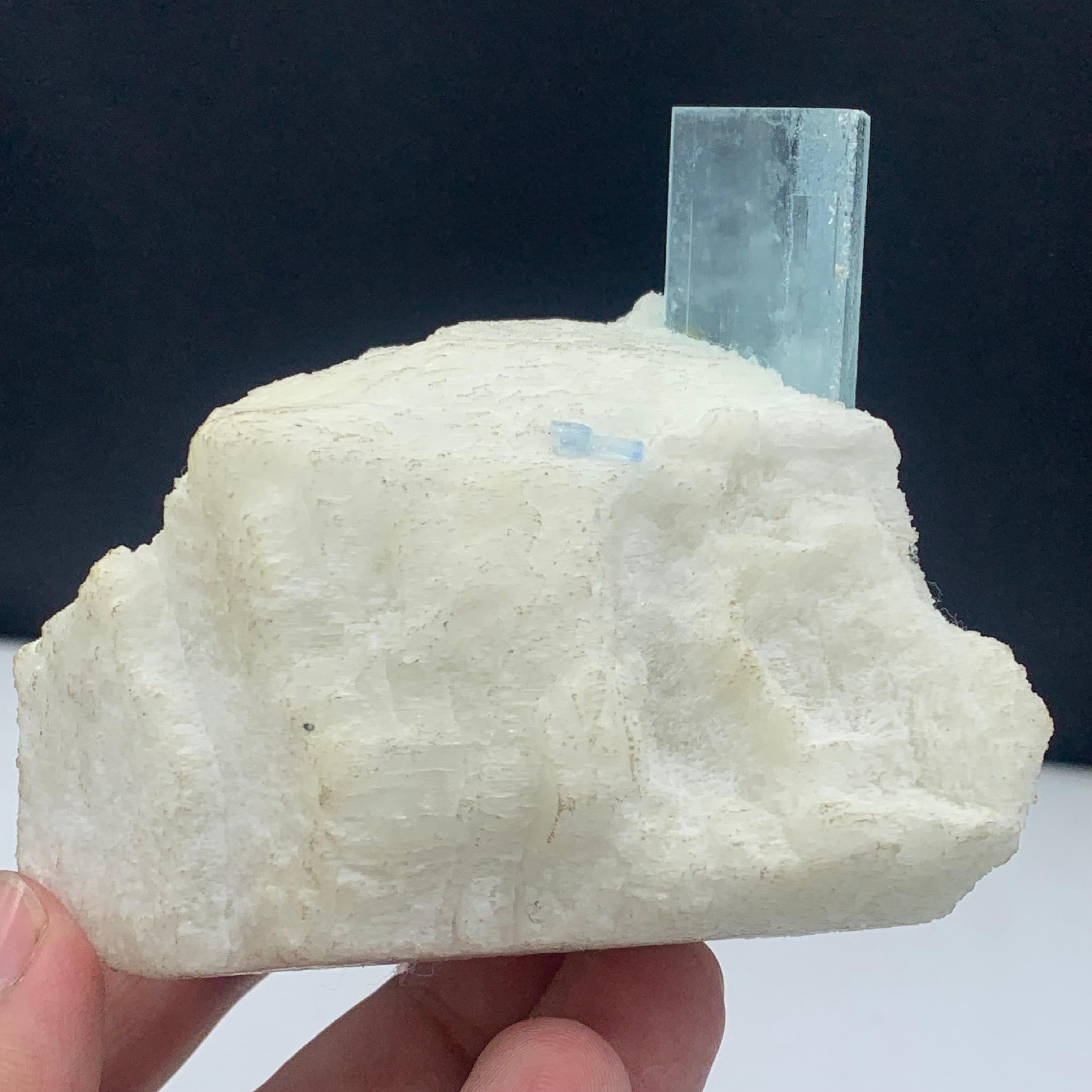 236.5 Gram Pretty Aquamarine Crystal On Feldspar From Shigar Valley, Pakistan  For Sale 4