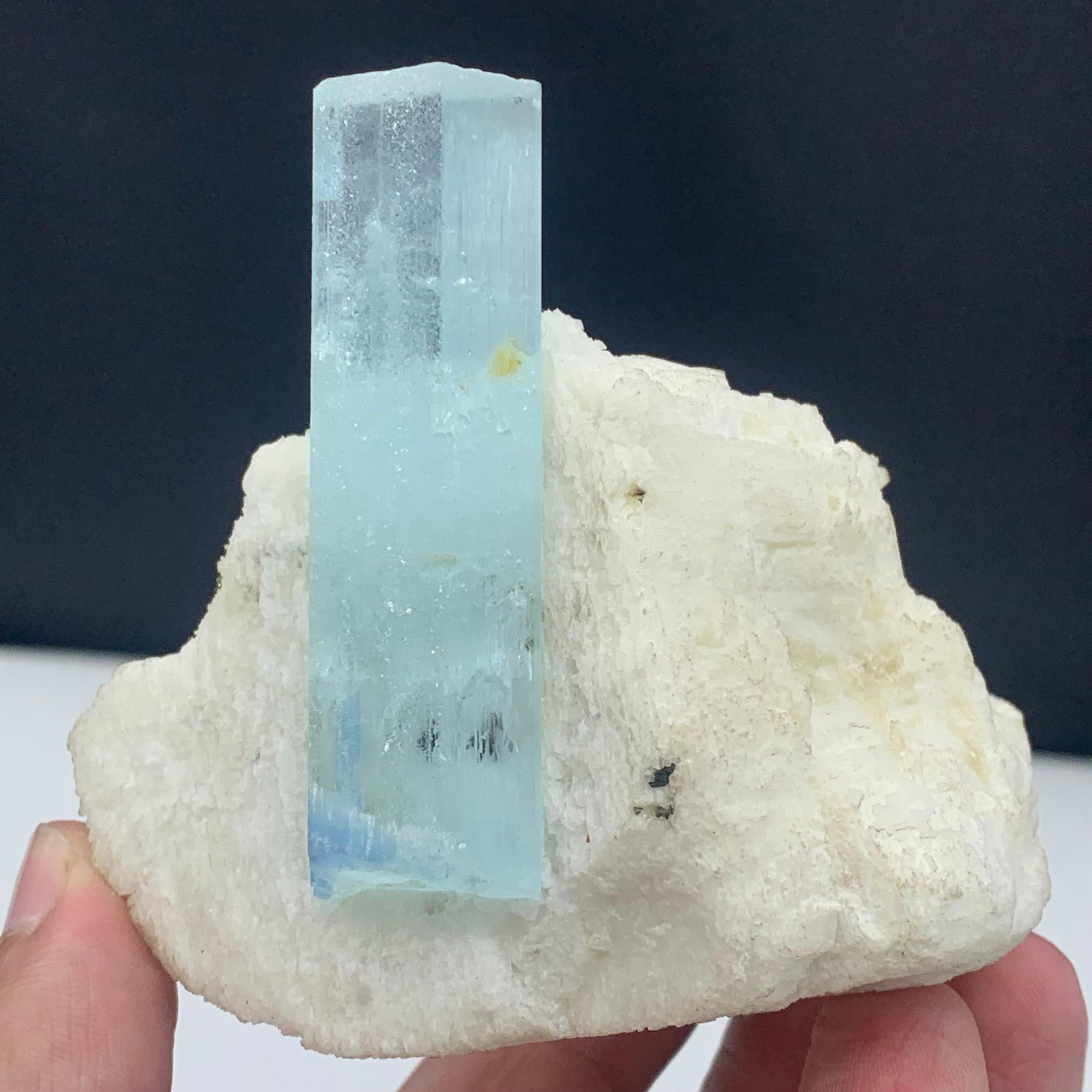 236.5 Gram Pretty Aquamarine Crystal On Feldspar From Shigar Valley, Pakistan  For Sale 5