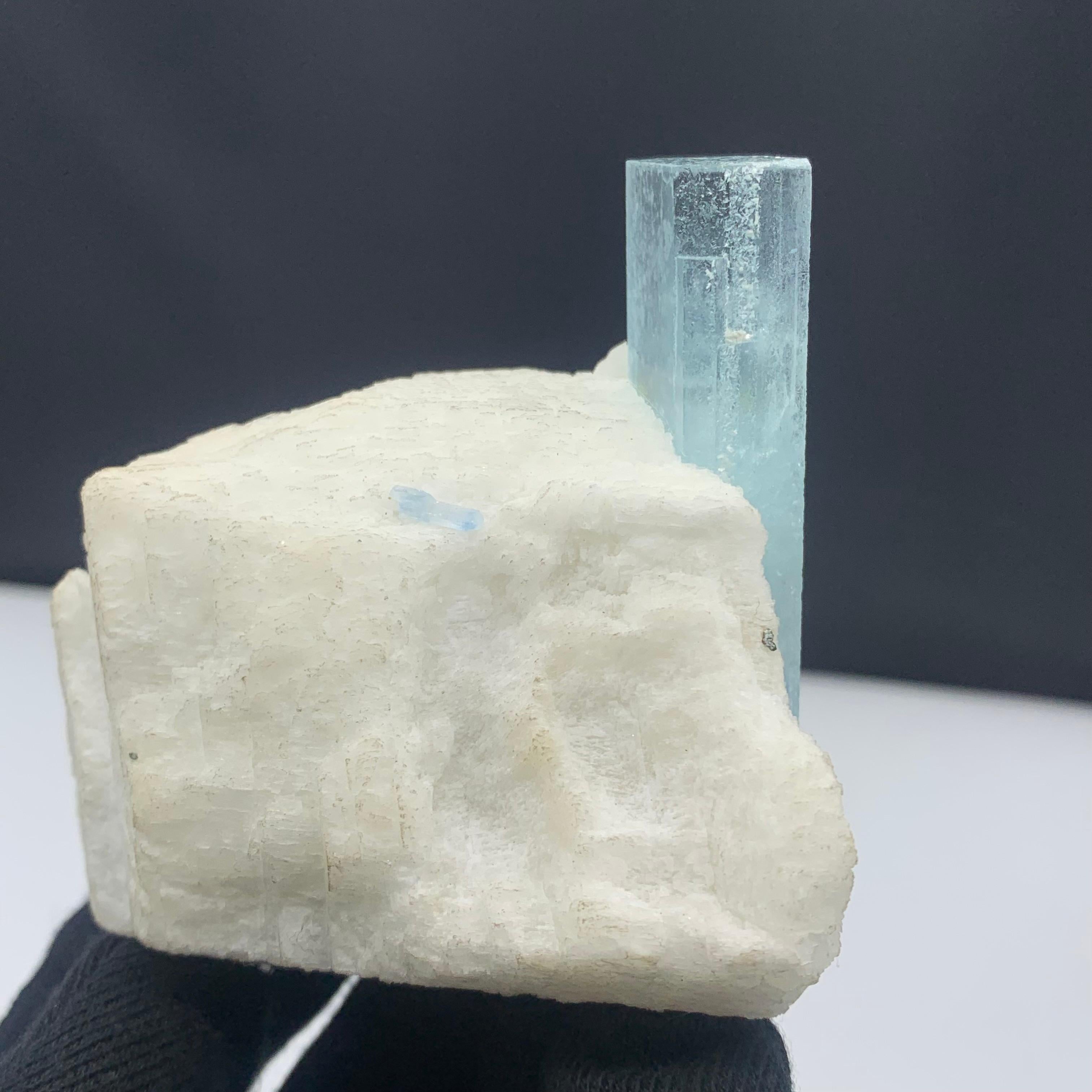 Pakistani 236.5 Gram Pretty Aquamarine Crystal On Feldspar From Shigar Valley, Pakistan  For Sale