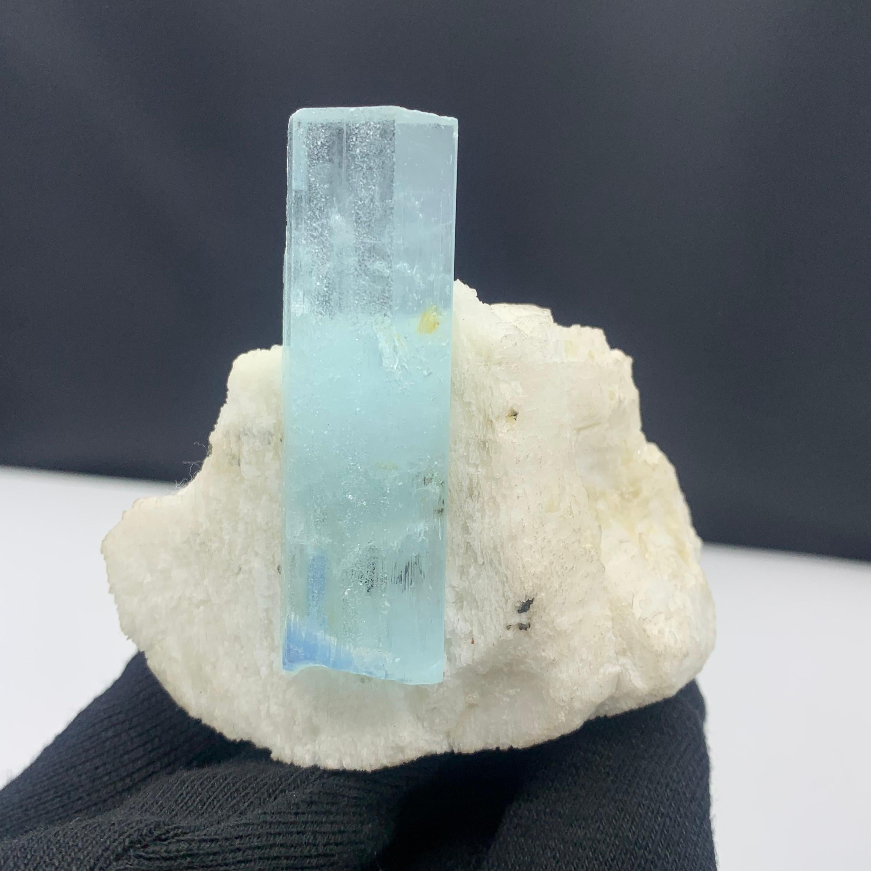 18th Century and Earlier 236.5 Gram Pretty Aquamarine Crystal On Feldspar From Shigar Valley, Pakistan  For Sale