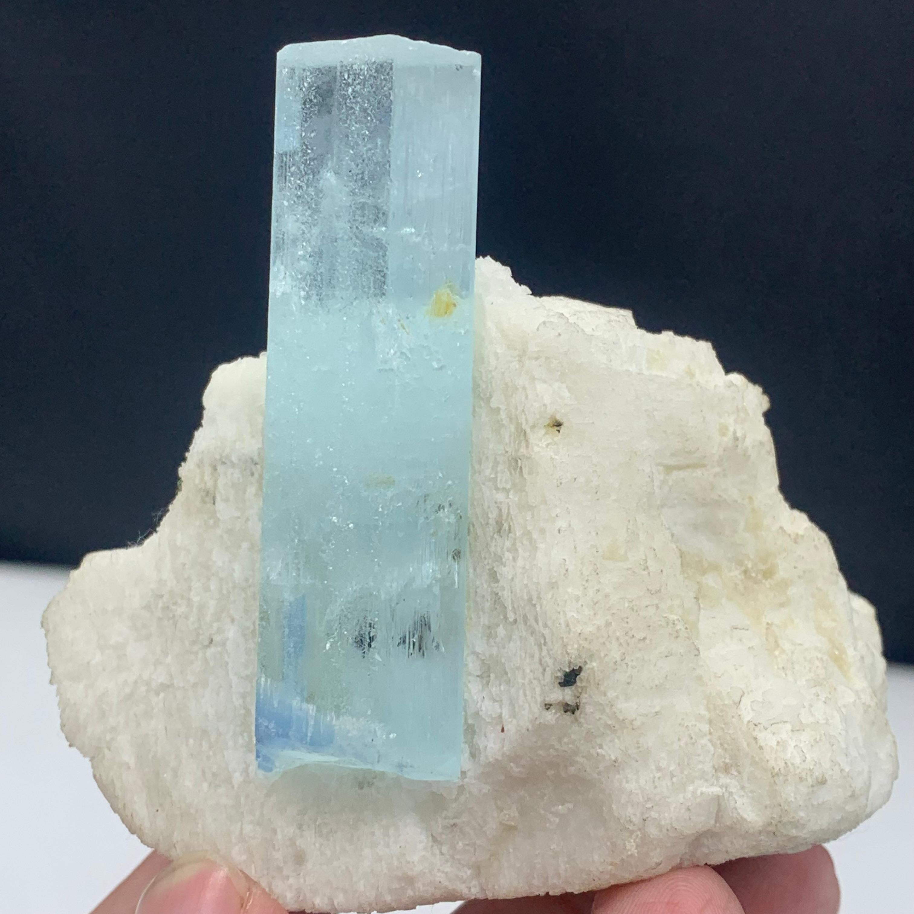 236.5 Gram Pretty Aquamarine Crystal On Feldspar From Shigar Valley, Pakistan  For Sale 1