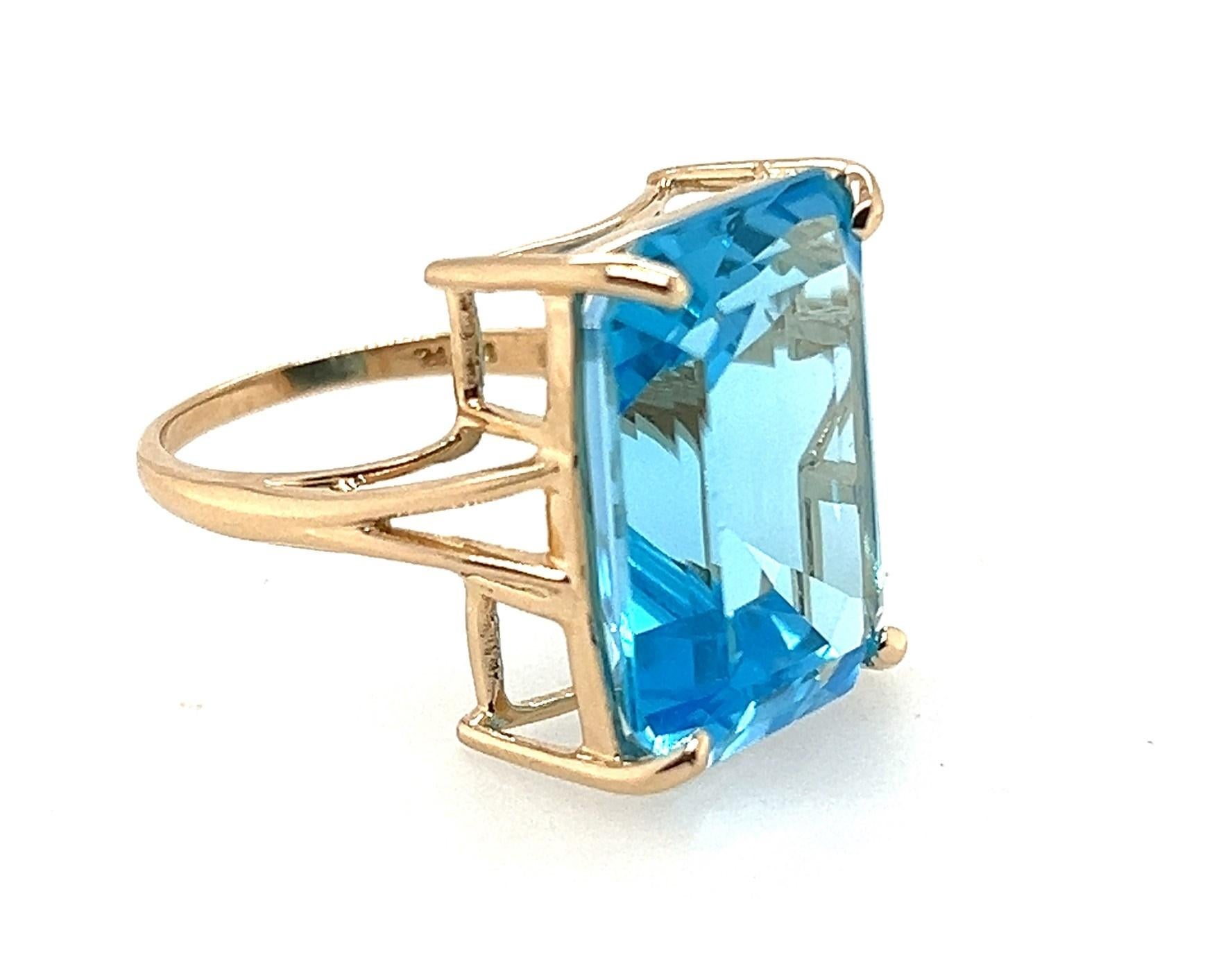 If you like big jewelry, this ring's got your number. 

How about a 23.66 carat rectangular step cut ELECTRIC London Blue Topaz the size of your finger from knuckle to knuckle? The size and color are stunning and people will see this ring from