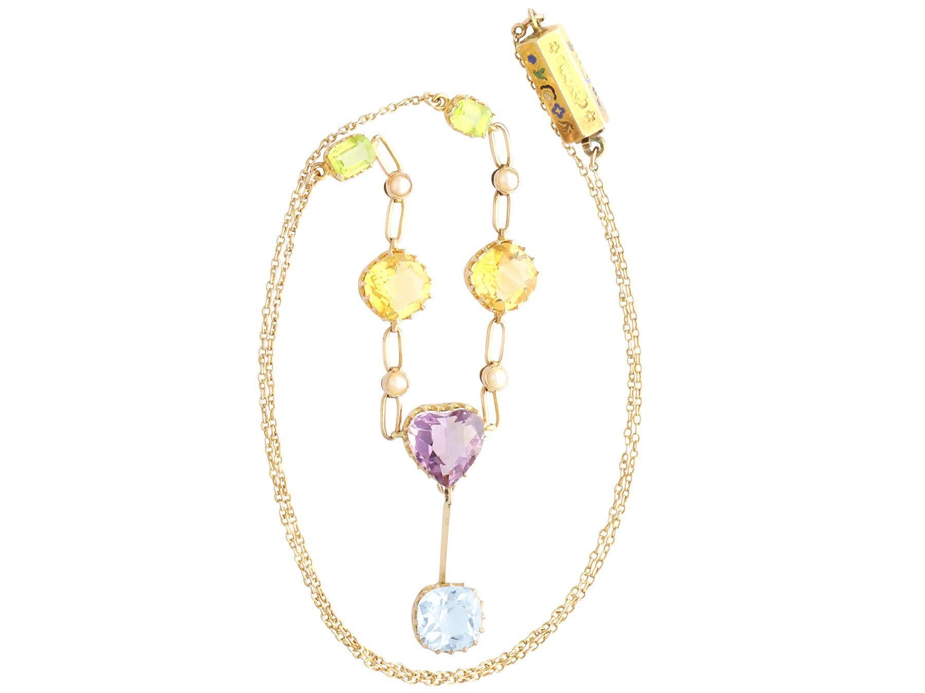 peridot and aquamarine necklace