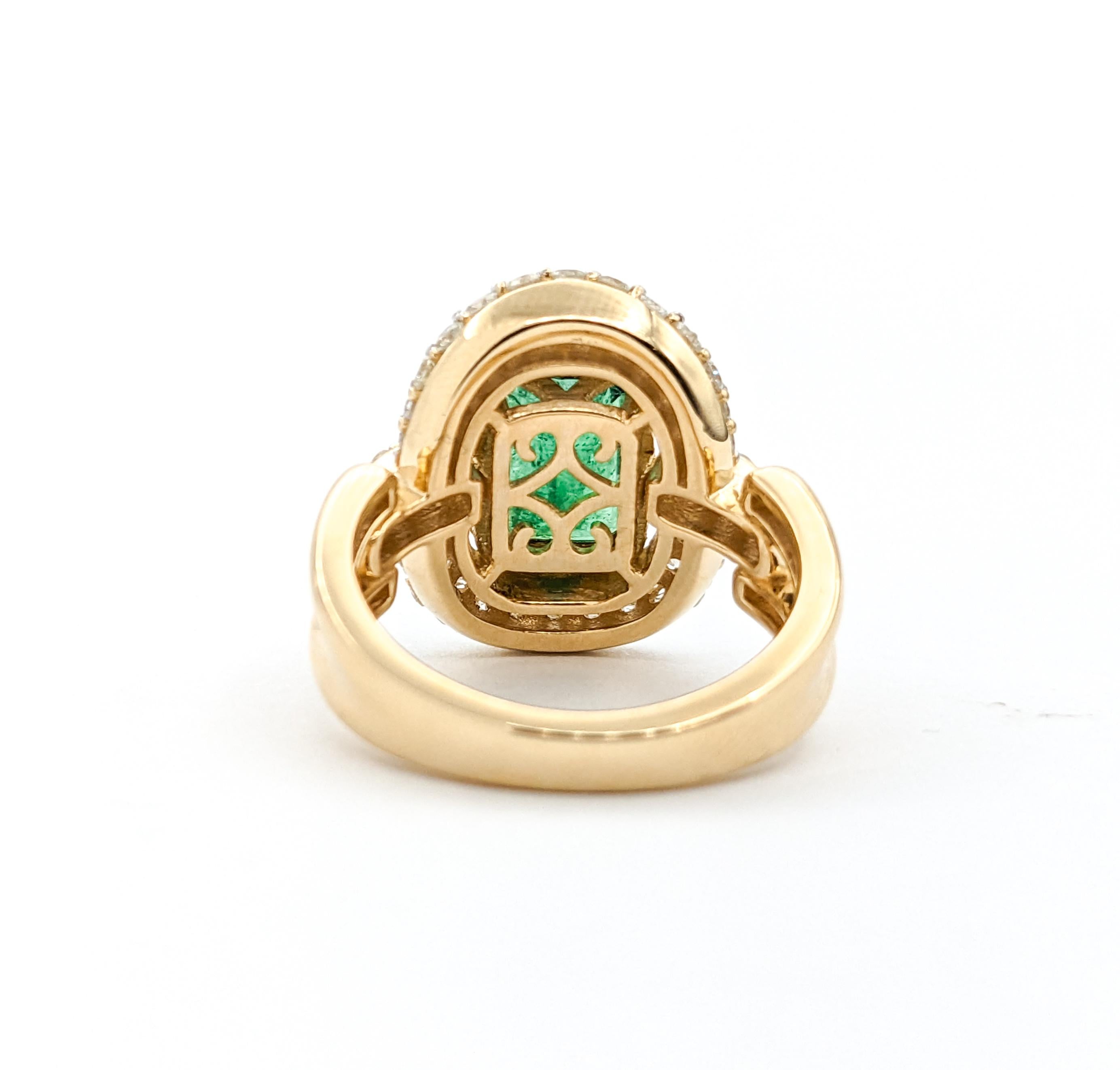 2,36 Karat Smaragdring mit Diamanten in Gelbgold (Smaragdschliff)