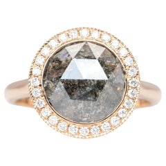 2.36ct Salt and Pepper Diamond Brilliant 14K Rose Gold Engagement Ring R6293