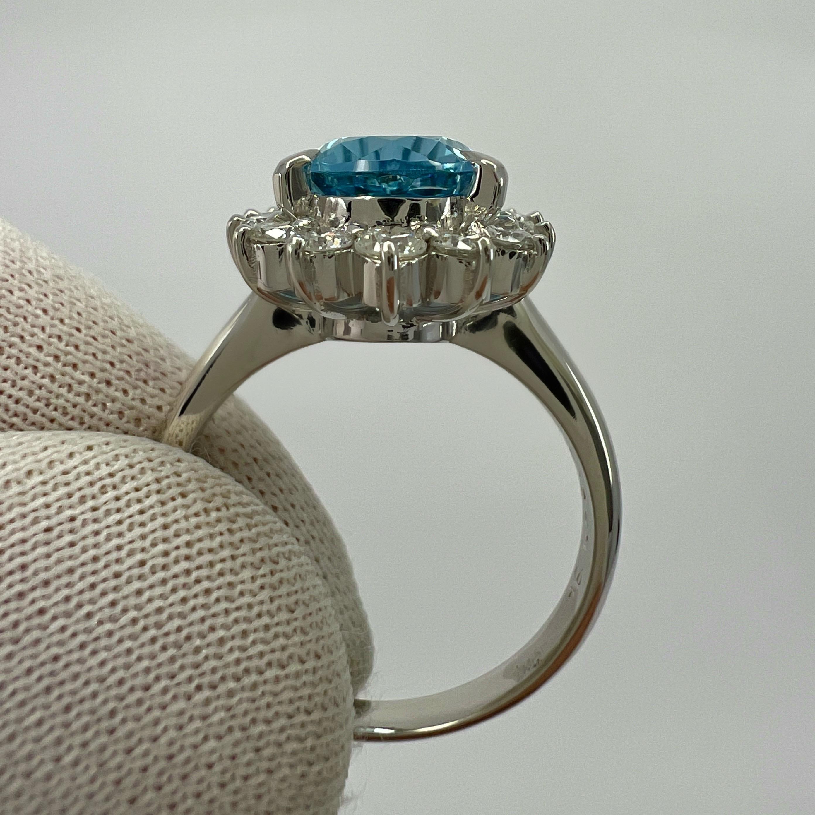 2,36 Karat Santa Maria Blauer Aquamarin Diamant Platin Birnenschliff Tropfenschliff Halo Ring 3