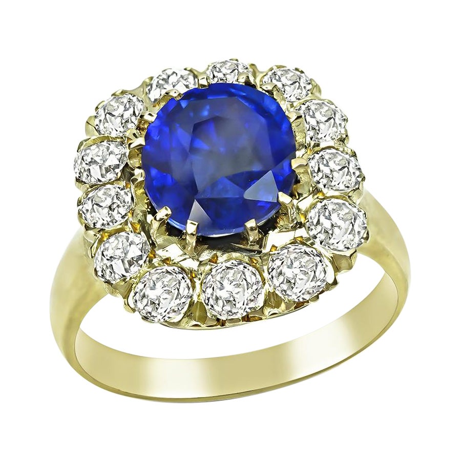 2.36ct Sapphire 1.30ct Diamond Gold Ring
