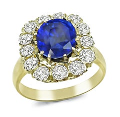 2.36ct Sapphire 1.30ct Diamond Gold Ring