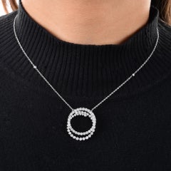 2.36Ct SI/H Round Cut Natural Diamond Swirl Pendant Necklace 14k White Gold