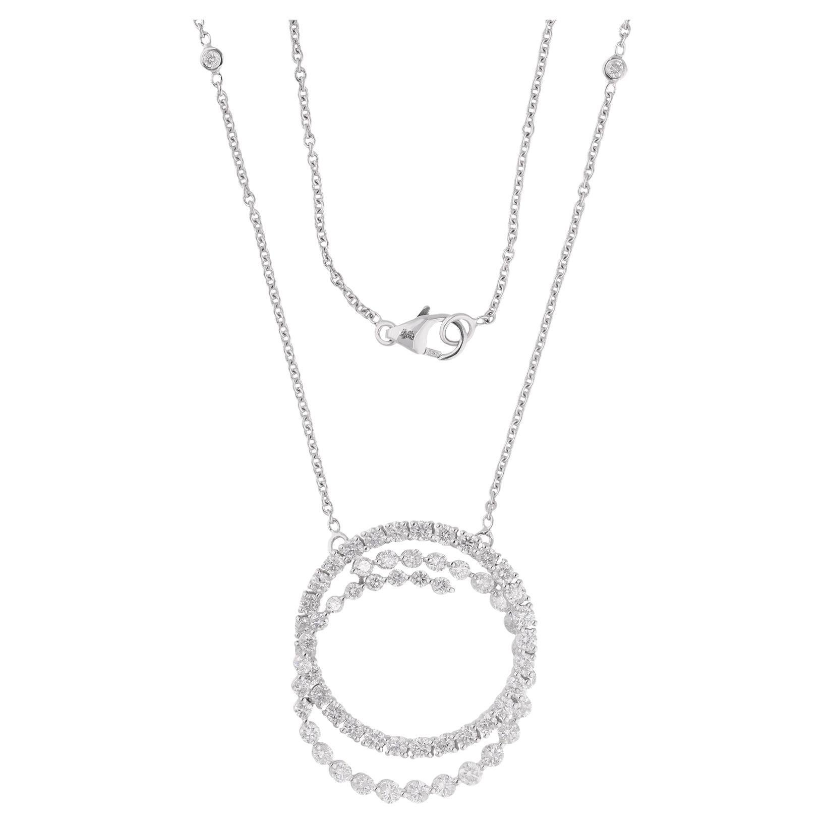 Collana con ciondolo a vortice di diamanti naturali da 2,36 carati (SI/H Round Cut) in oro bianco 18 carati