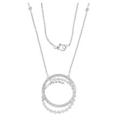 Collar Colgante Remolino de Diamantes Naturales Corte Redondo SI/H 2,36 qt Oro Blanco 18k