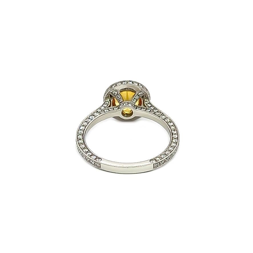 Art Deco 2.36CT Total Weight Yellow Sapphire & Diamond Ring For Sale
