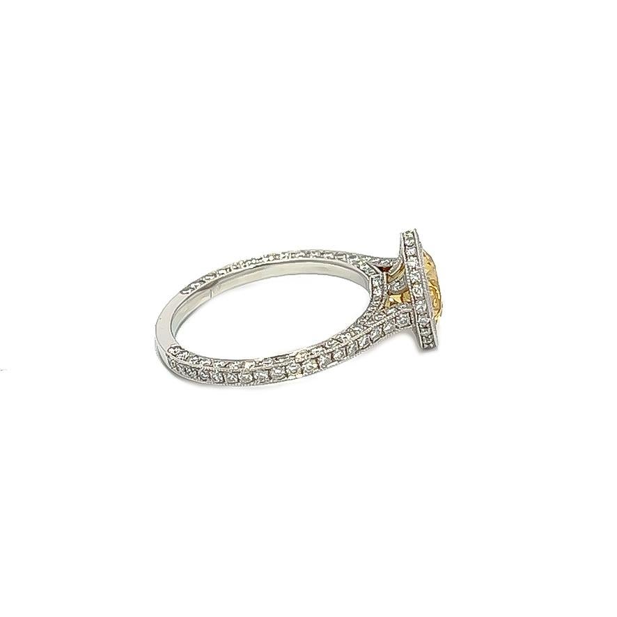 Round Cut 2.36CT Total Weight Yellow Sapphire & Diamond Ring For Sale