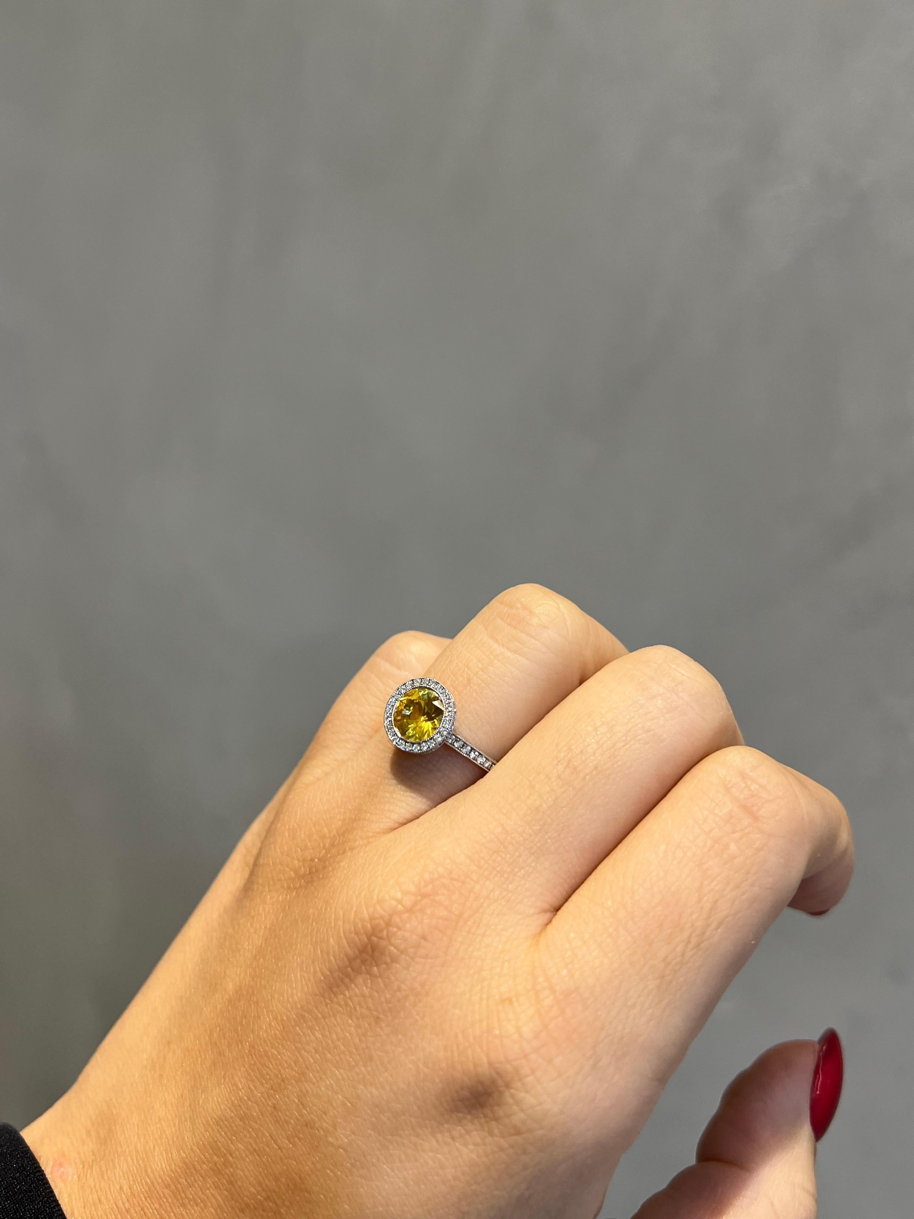 2.36CT Total Weight Yellow Sapphire & Diamond Ring For Sale 1
