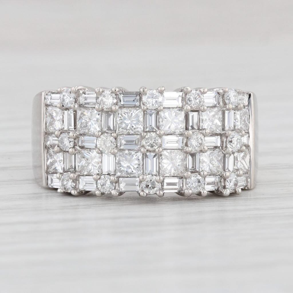 Princess Cut 2.36ctw Diamond Cocktail Ring 14k White Gold Size 7 For Sale