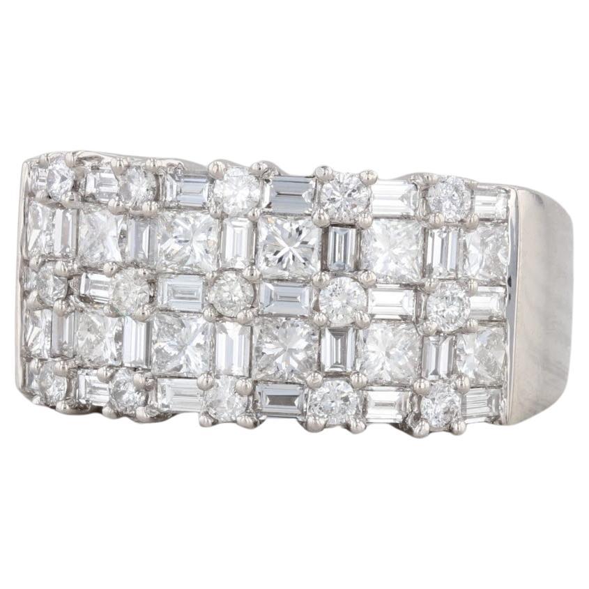 2.36ctw Diamond Cocktail Ring 14k White Gold Size 7 For Sale