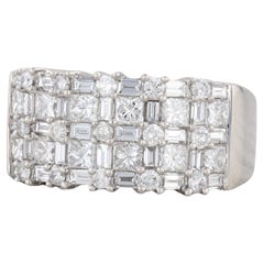 Bague cocktail en or blanc 14 carats avec diamants de 2,36 carats, taille 7