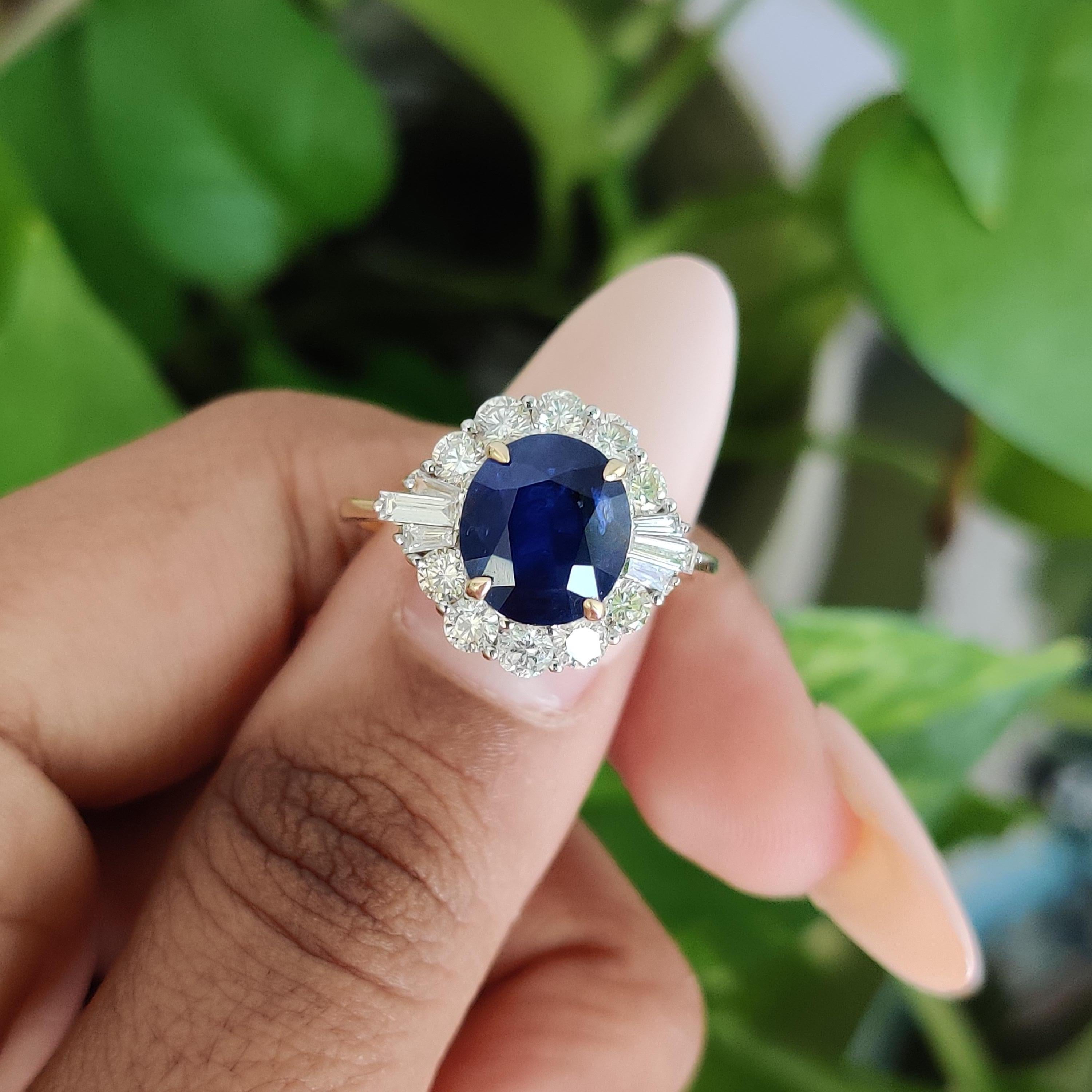 Showcasing a captivating masterpiece that is bound to steal your heart. This stunning oval-cut sapphire embodies perfection, tailored precisely to meet your desires. Crafted with utmost care and attention to detail, this stunning piece of jewelry is