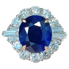2.37 Carat Ceylon Blue Sapphire Victorian Inspired Ring in 18K Yellow Gold