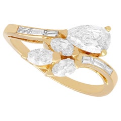 Retro 2.37 Carat Diamond and 18k Yellow Gold French Crossover Ring