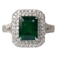 2.37 Carat Emerald Double Halo Ring 2.37 Carat Emerald Double Halo Ring