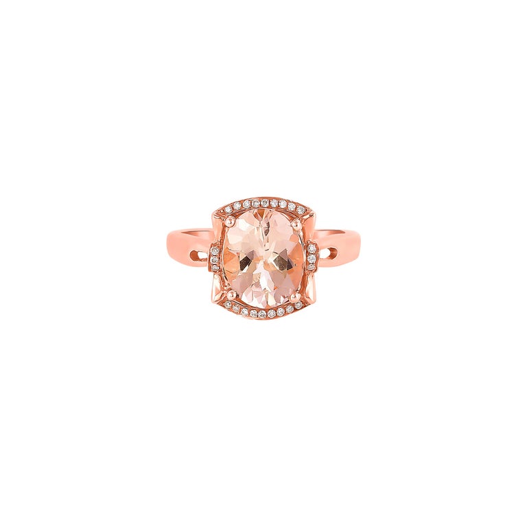 2.37 Carat Morganite and Diamond Ring in 18 Karat Rose Gold For Sale at ...