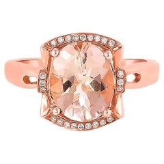 Sunita Nahata Morganite 2.37ct. Anello fantasia in oro rosa 18 carati con diamante.