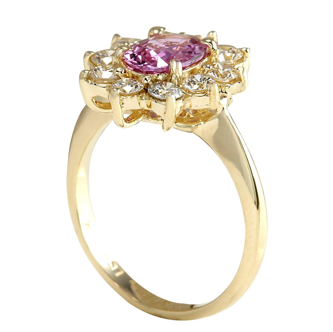 Oval Cut Sapphire Diamond Ring In 14 Karat Yellow Gold  For Sale