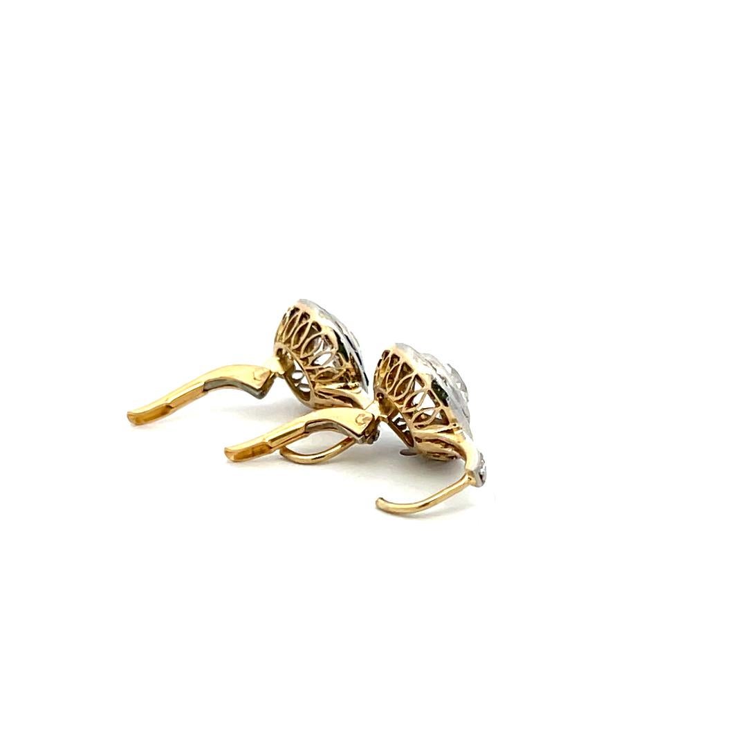 2.37 Carat Old European Cut Diamond 0.50 Carat Sapphire 18K Gold/Plat Earrings For Sale 4