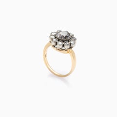 2.37 Carat Old European Cut Diamond Ring in 14K Yellow Gold and Silver