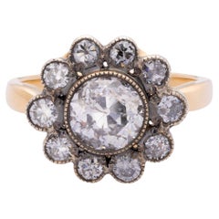 2,37 Karat Old European Cut Diamantring aus 14K Gelbgold und Silber